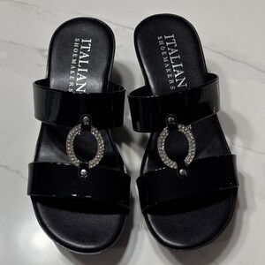 Italian Shoemakers Glossy Black Sandals